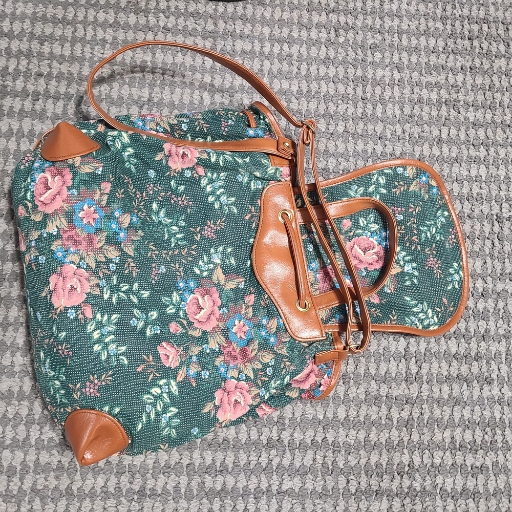 vintage 1994‎ Avon Garden Tapestry shoulder bag green floral pattern VTG - Picture 6 of 16